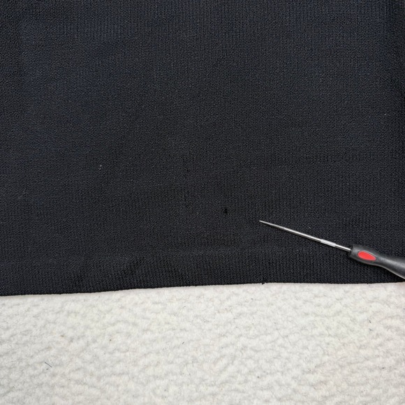 St. John Santana Knit Dress 14 Black Long Sleeve Gold Bar Accents Mock Neck READ - Picture 7 of 12